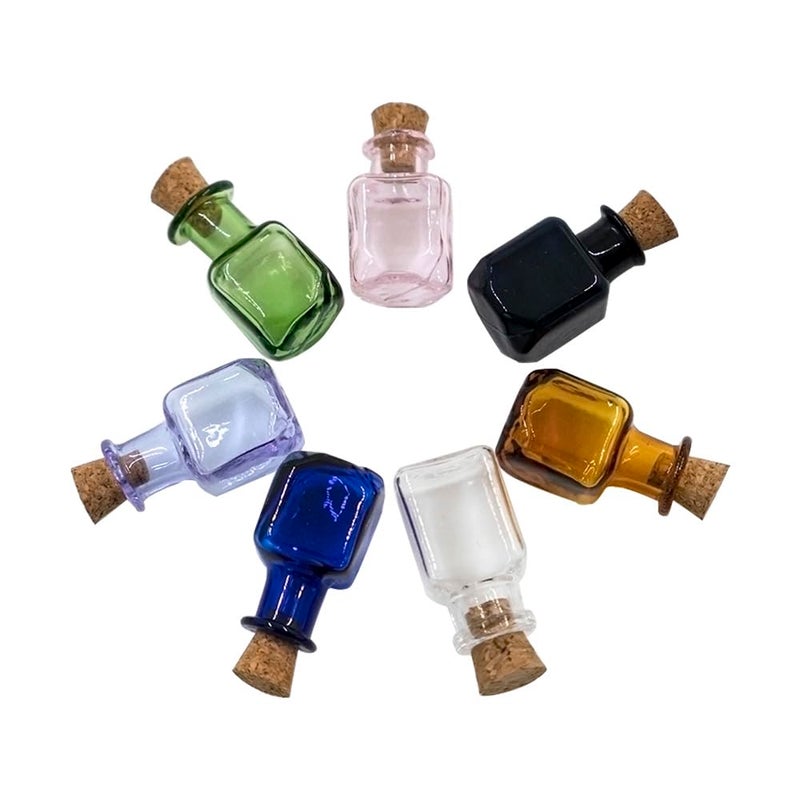 Jarvials 2ml Very Mini Rectangle Glass Color Bottles With Cork Colored Glass Bottles with Cork Stoppers Mix 7 Colors - Image 1