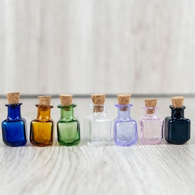 Jarvials 2ml Very Mini Rectangle Glass Color Bottles With Cork Colored Glass Bottles with Cork Stoppers Mix 7 Colors - Image 3