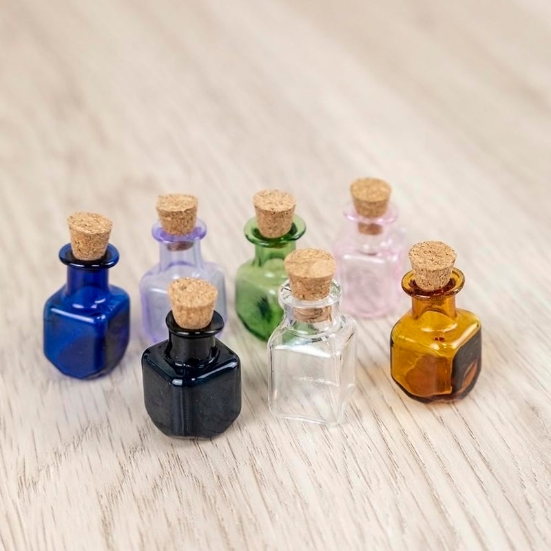 Jarvials 2ml Very Mini Rectangle Glass Color Bottles With Cork Colored Glass Bottles with Cork Stoppers Mix 7 Colors - Image 4