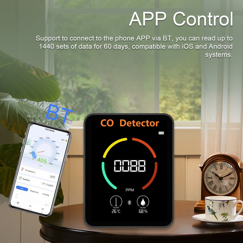 3 in 1 BT Air Quality Monitor CO Meter Carbon Monoxide Detector CO Temperature Humidity Monitoring Support APP Control with Alarm Function for Home Office Car - Image 5