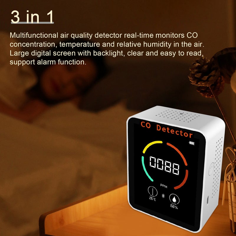 3 in 1 BT Air Quality Monitor CO Meter Carbon Monoxide Detector CO Temperature Humidity Monitoring Support APP Control with Alarm Function for Home Office Car - Image 4