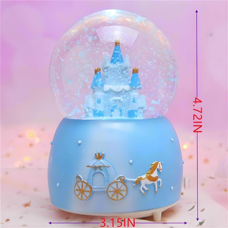 HAKSEIFA Snow Globes,Blue Castle Music Snowglobes with LED Lights,Automatic Snow Fall Effect,Home Decor for Kids Room Essentials Birthday Christmas Festival Gift for 5-16 Year Old Girls (Blue) - Image 5