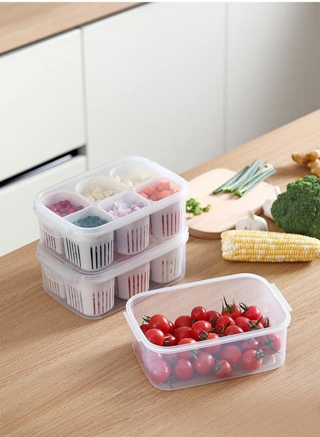 Dharmnirdosh Plastic Fridge Storage Boxes Freezer Storage Containers, Container For Kitchen Storage Set, Storage In Kitchen, Vegetable Storage,Refrigerator Food Box(6 Grid Box(Pack Of 1)),Multicolor - Image 2