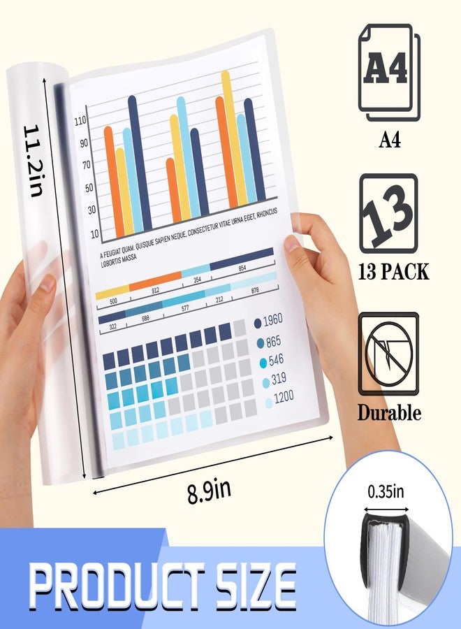 Coidea 13 Pack Report Covers with Sliding Bar, Clear Report Covers for A4 and Letter Size Paper, Presentation Folders Resume Document Covers for School Office, Black - Image 2