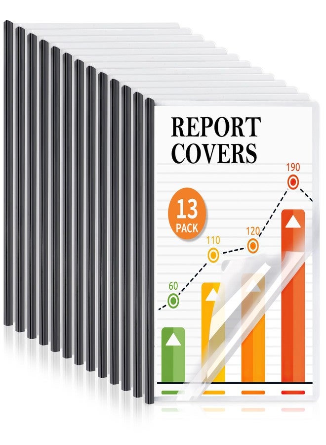 Coidea 13 Pack Report Covers with Sliding Bar, Clear Report Covers for A4 and Letter Size Paper, Presentation Folders Resume Document Covers for School Office, Black - Image 1