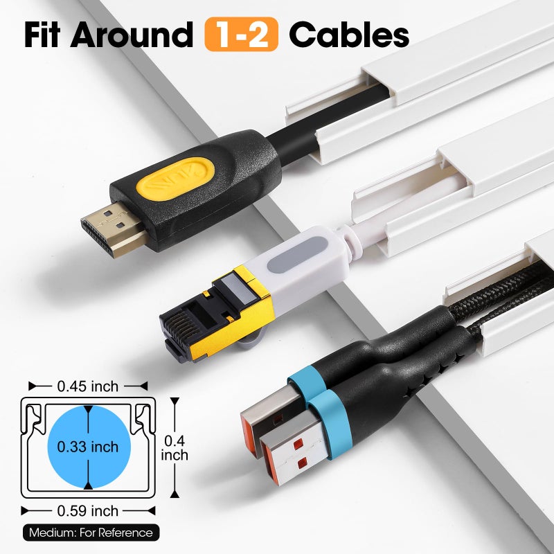 YesBes 315in Cord Hider Kit, Cord Covers for Wires on Wall, Cord Hider for Wall Mount tv, tv Cable Hider Wall kit, Paintable Cable Raceway, Wire Covers for Cords, 20X L15.7in X W0.59in X H0.4in, White - Image 2