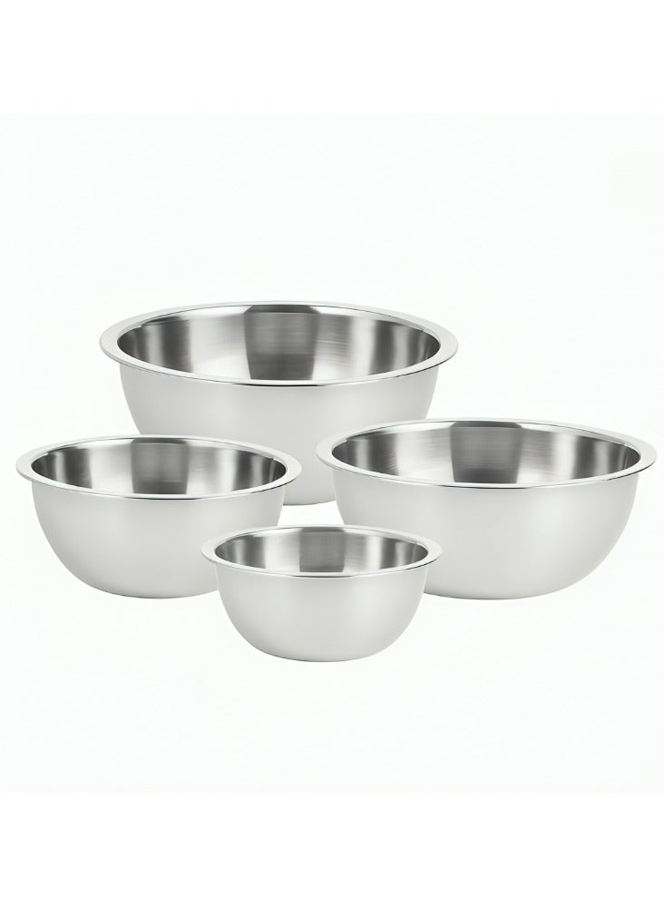 Sweet Home Stainless Steel Round Basin 4PCS – 22, 24, 28, 32CM | Durable Food-Grade Mixing & Washing Bowl for Kitchen Use - Image 1