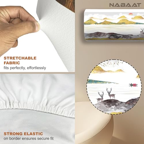 NABAAT AC Cover for Split 1.5 Ton Indoor Printed Air Conditioning Wall Mounted Dust Cover Folding Designer (38”x 12”x 9”), Gold Hills - Image 5