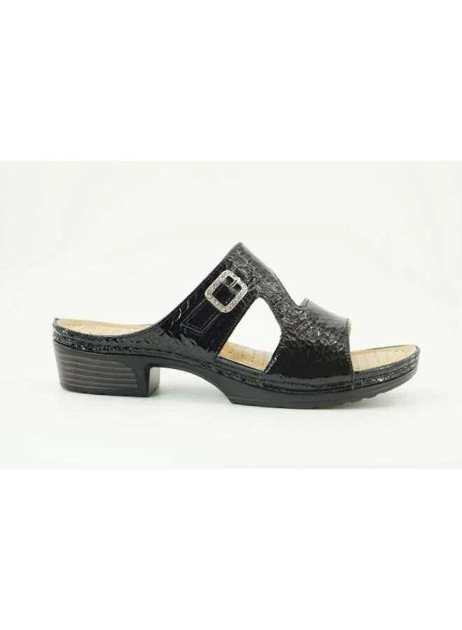 ZAYNA Black 221-3161 Zayna Ladies Low Heel Slides 2608-10 Black for Women | Best Price UAE