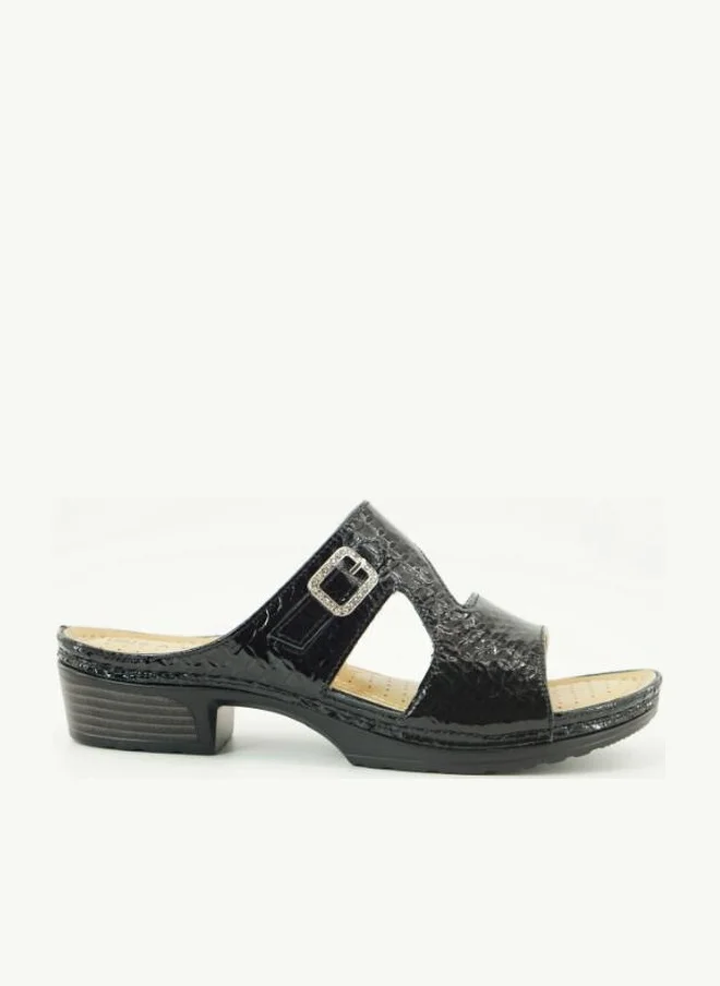 ZAYNA 221-3161 Zayna Ladies Low Heel Slides 2608-10 Black