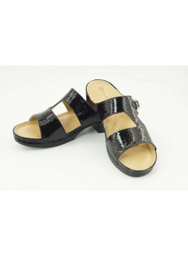 ZAYNA 221-3161 Zayna Ladies Low Heel Slides 2608-10 Black