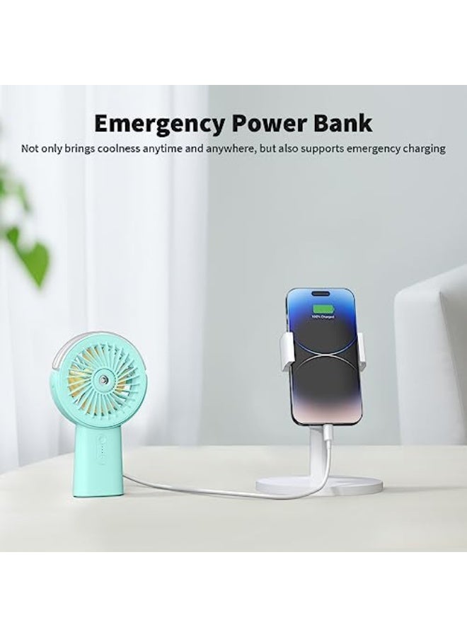 Otlonpe Misting Fan Portable Fan with Mist, 4000 mAh Rechargeable Handheld Fan Battery Operated Water Spray Mister Fan, Small Personal Hand Held Fan Power Bank for Travel Men Women, Green  - Image 5