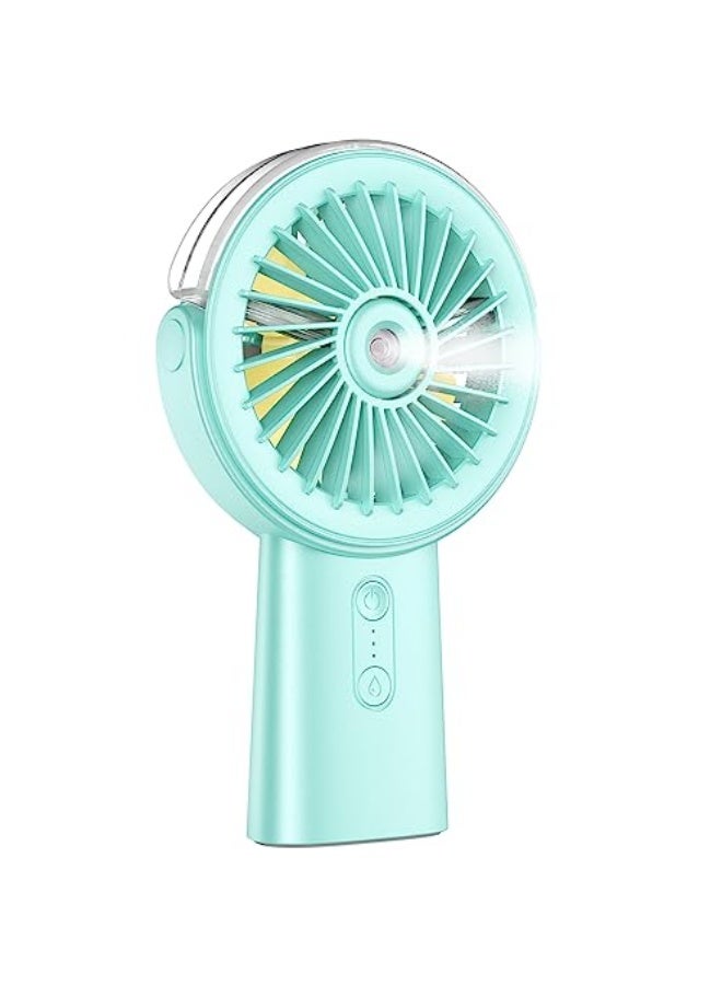 Otlonpe Misting Fan Portable Fan with Mist, 4000 mAh Rechargeable Handheld Fan Battery Operated Water Spray Mister Fan, Small Personal Hand Held Fan Power Bank for Travel Men Women, Green  - Image 1