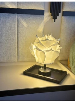 Maison Avf Dekor Artificial Eva Rose Wireless Table Lamp Top White-Bottom Black & Black Rectangular Tray (Set of 2)  - Image 2