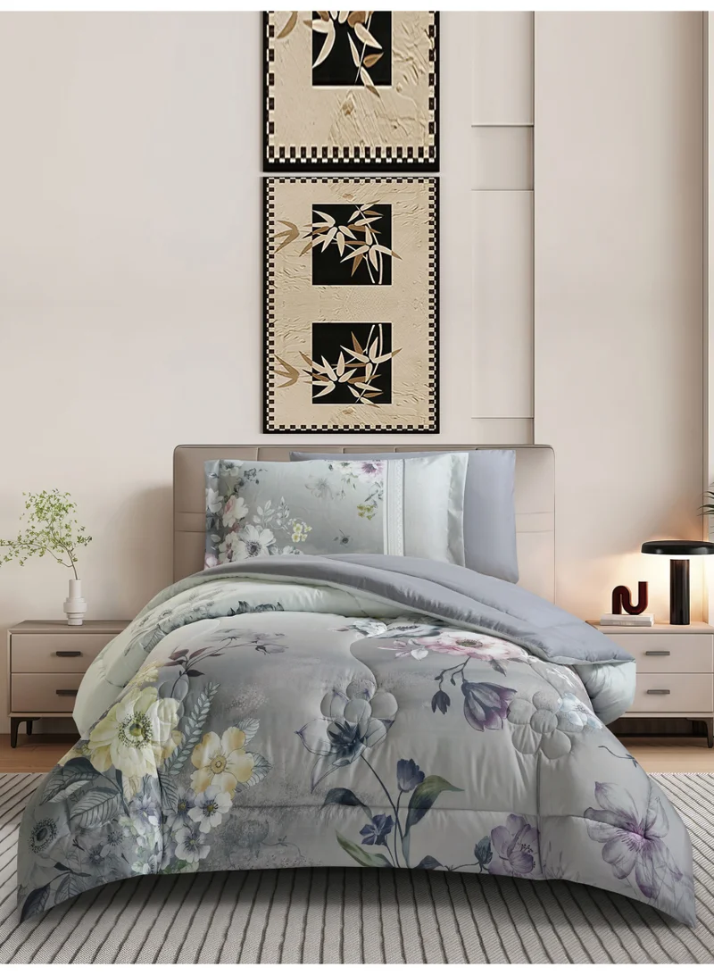دوناتيلا طقم مفرش سرير 4 قطع مقاس مفرد ونص يناسب سرير 120×200 , تصميم مشجر انيق , مايكروفايبر فائق النعومة , يناسب جميع الفصول