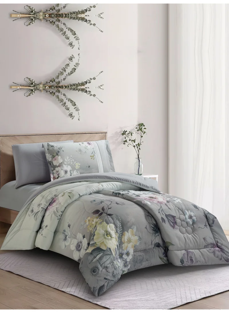 دوناتيلا طقم مفرش سرير 4 قطع مقاس مفرد ونص يناسب سرير 120×200 , تصميم مشجر انيق , مايكروفايبر فائق النعومة , يناسب جميع الفصول