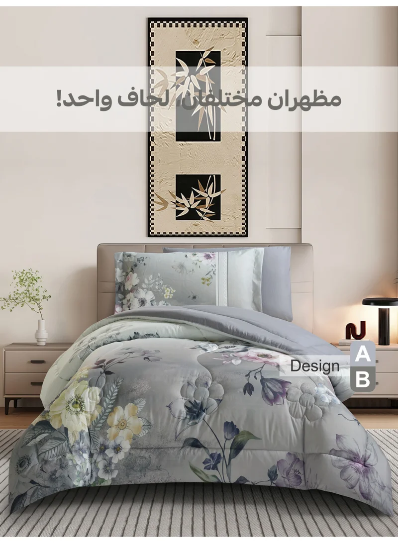 دوناتيلا طقم مفرش سرير 4 قطع مقاس مفرد ونص يناسب سرير 120×200 , تصميم مشجر انيق , مايكروفايبر فائق النعومة , يناسب جميع الفصول