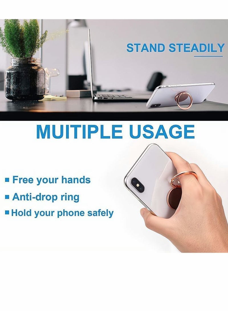 Y&D Cell Phone Ring Holder Stand, 360 Degree Rotation Finger Kickstand with Polished Metal Grip, Air Vent for Car, Works Most Mobile Phones, 4 Pack - Image 3