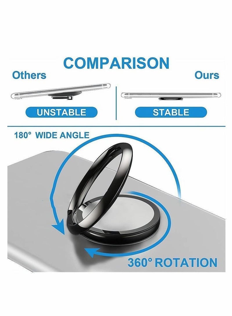 Y&D Cell Phone Ring Holder Stand, 360 Degree Rotation Finger Kickstand with Polished Metal Grip, Air Vent for Car, Works Most Mobile Phones, 4 Pack - Image 5