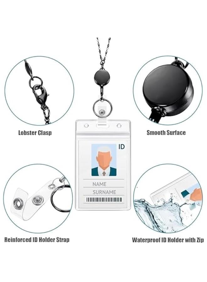 Arabest Women's Cruise Lanyard Set with Retractable Badge Reel and Stainless Steel Necklace for ID Holder - Includes 3 Name Badge Clips for Teachers  - Image 5