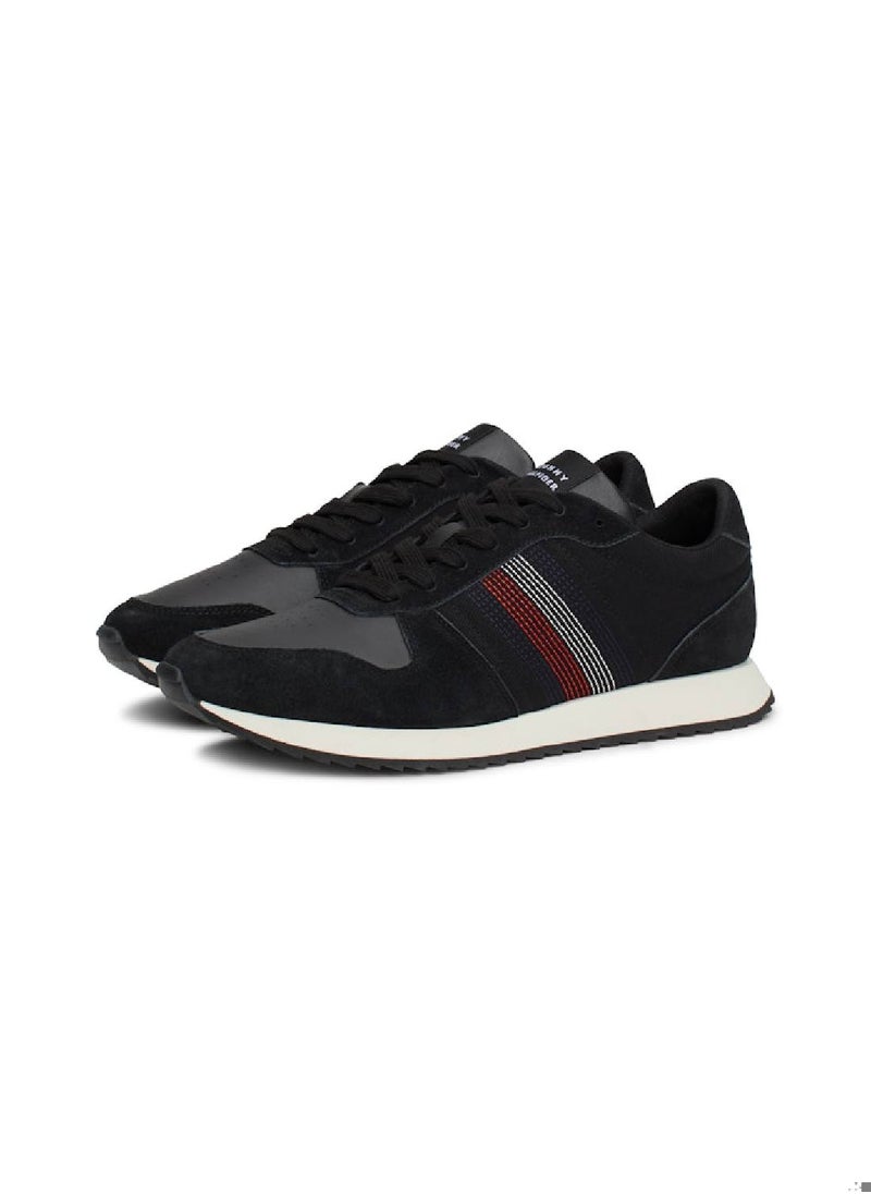 TOMMY HILFIGER - Men's Runner Evo Mix Stitch Sneakers Mid Top - Polyester, Black - Image 1