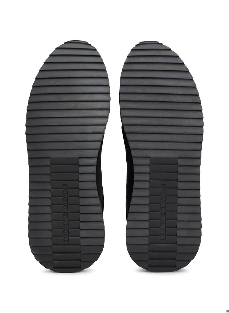TOMMY HILFIGER - Men's Runner Evo Mix Stitch Sneakers Mid Top - Polyester, Black - Image 1