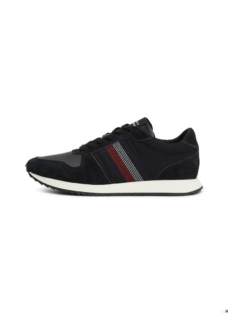 TOMMY HILFIGER - Men's Runner Evo Mix Stitch Sneakers Mid Top - Polyester, Black - Image 1