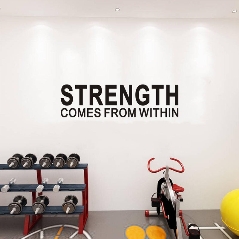 SEATUNE Wall Decal Stickers Motivational Wall Decals Men Women Workout Fitness Sports Yoga Poster Quotes Gym Office Bedroom Living Room Home Vinyl Wall Decor Strength Comes from Within 35X98