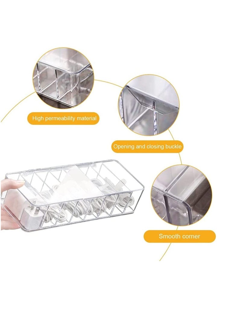 Loquat Clear Plastic Cable Management Box 10 Wire Ties 8 Compartment Cord Organizer Ideal for Office Home Desk Accessories and Stationery Storage - Image 5