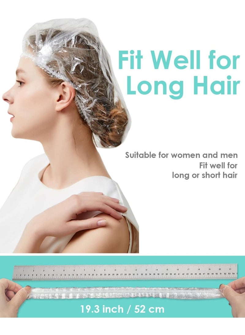 100PCS Disposable Shower Caps, Plastic Clear Hair Cap Large Thick Waterproof Bath Caps for Women, Hotel Travel Essentials Accessories Deep Conditioning Hair Care Cleaning Supplies(20.5") - Image 2