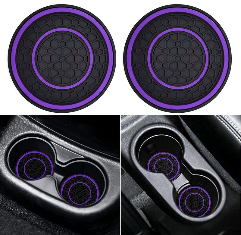 Auprite Car Cup Holder Coasters 2 Pack Universal Auto Anti Slip Cup Holder Insert Coaster Car Interior Accessories Purple - Image 3