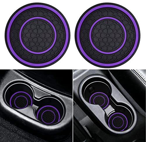 Auprite Car Cup Holder Coasters 2 Pack Universal Auto Anti Slip Cup Holder Insert Coaster Car Interior Accessories Purple - Image 1
