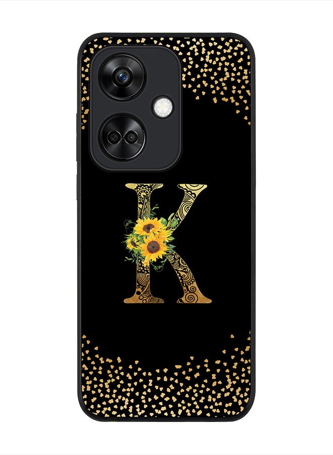 Stylizedd Rugged Black Edge case for OnePlus Nord CE3 / Oppo K11, Slim fit Flexible   Custom Monogram Initial Letter Mandala Floral Pattern Alphabet- K (Black) - Image 1