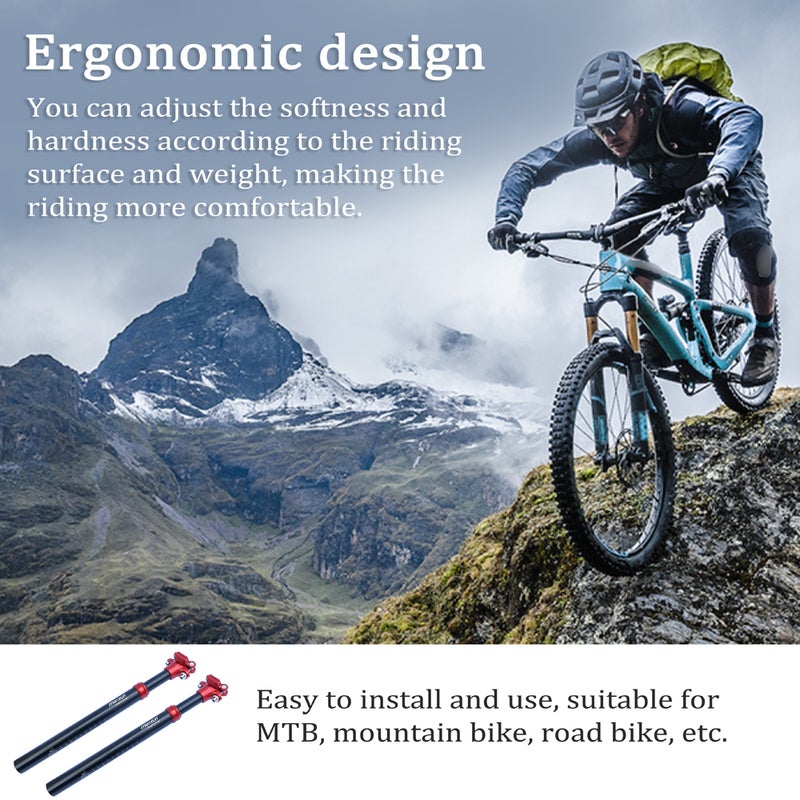 شريط مقعد دوارة ذات تعليق دراجة MTB مصنوع من سبائك الألومنيوم، ماص للصدمات، أنبوب مقعد ذو تعويض صدمات، قطر 27.2 مم لدراجات الجبل والطرق - Image 5