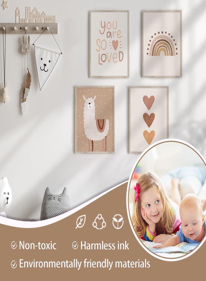 Canssape Boho Nursery Decor Set of 4 (Unframed) 8in x 10in Canvas Wall Art Lovely Alpaca Safari Decorations for Baby Room Nursery Wall Decor with Rainbow and Cactus Creative Alphabet Chat (Love) - Image 5