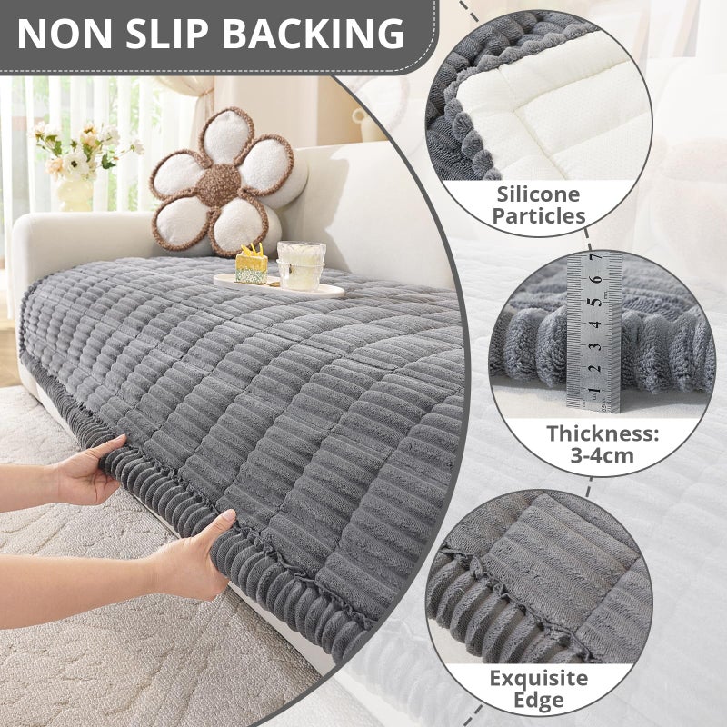 OstepDecor Washable Couch Cover for Dogs, Thick Pet Friendly Sofa Covers, Soft Couch Protector, Paw Cart Sofa Slipcovers, Cushion Protector for Leather, Sectional, Loveseat (27.6" x 59", Dark Grey) - Image 5