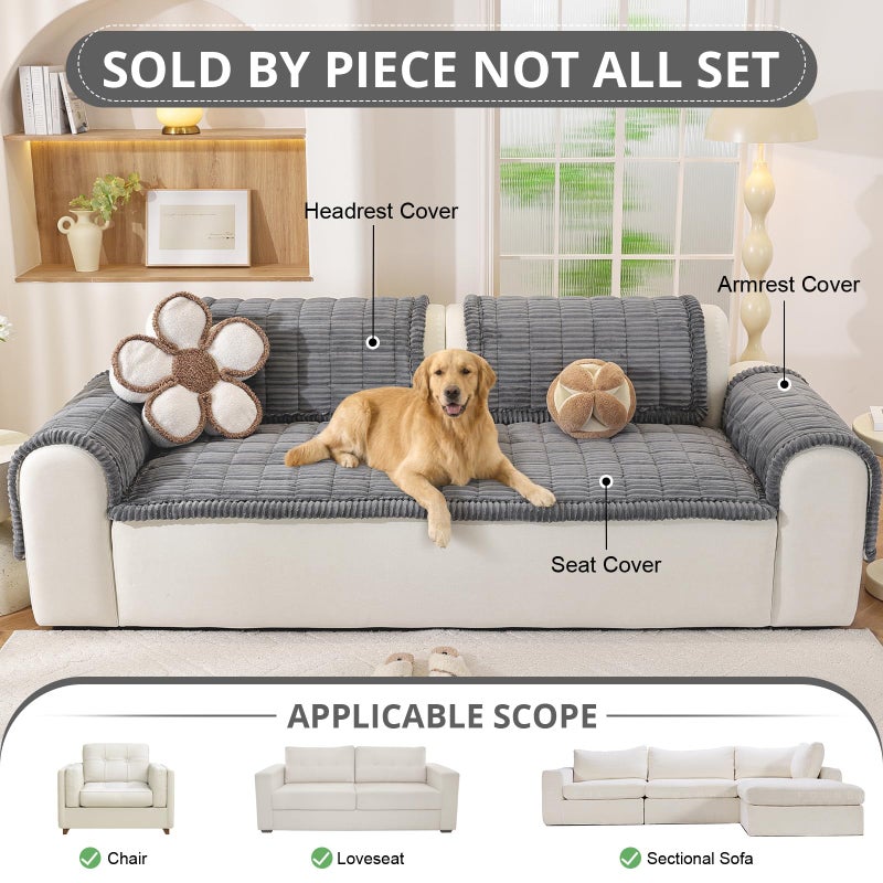 OstepDecor Washable Couch Cover for Dogs, Thick Pet Friendly Sofa Covers, Soft Couch Protector, Paw Cart Sofa Slipcovers, Cushion Protector for Leather, Sectional, Loveseat (27.6" x 59", Dark Grey) - Image 4
