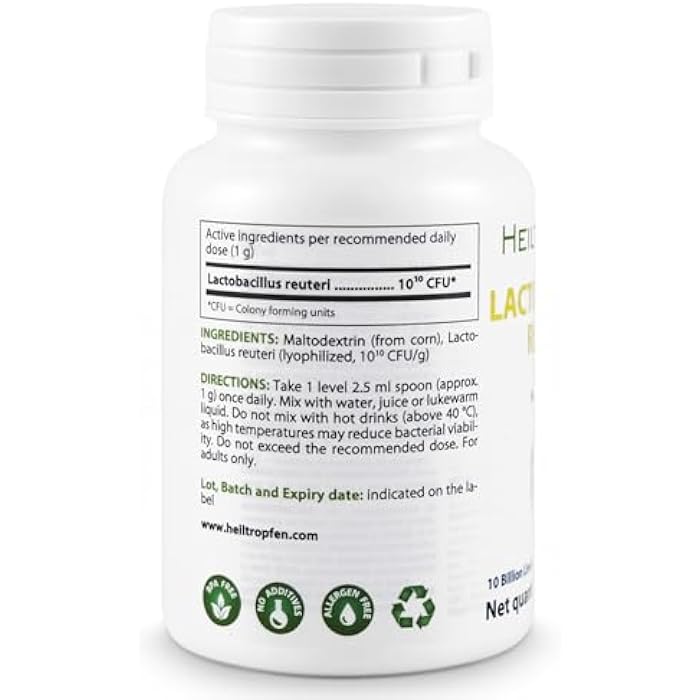 Heiltropfen Lactobacillus reuteri Powder 100g | Live Bacterial Cultures Powder | 10 Billion CFU | 100 Daily Servings | Capsule-Free | Food Supplement - Image 2