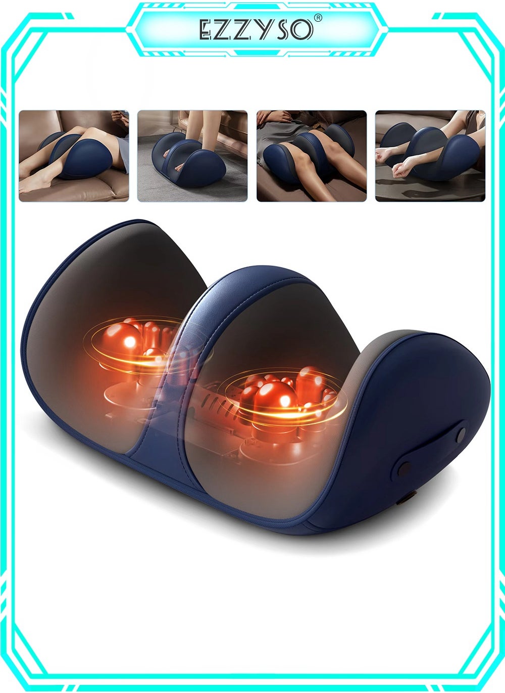 EzzySo Shiatsu Foot Massage With Heat, Foot And Calf Massager Delivers Relief For Tired Muscles And Plantar Deep Tissue Foot Massager For Pain Relief Promotes Blood Circulation 