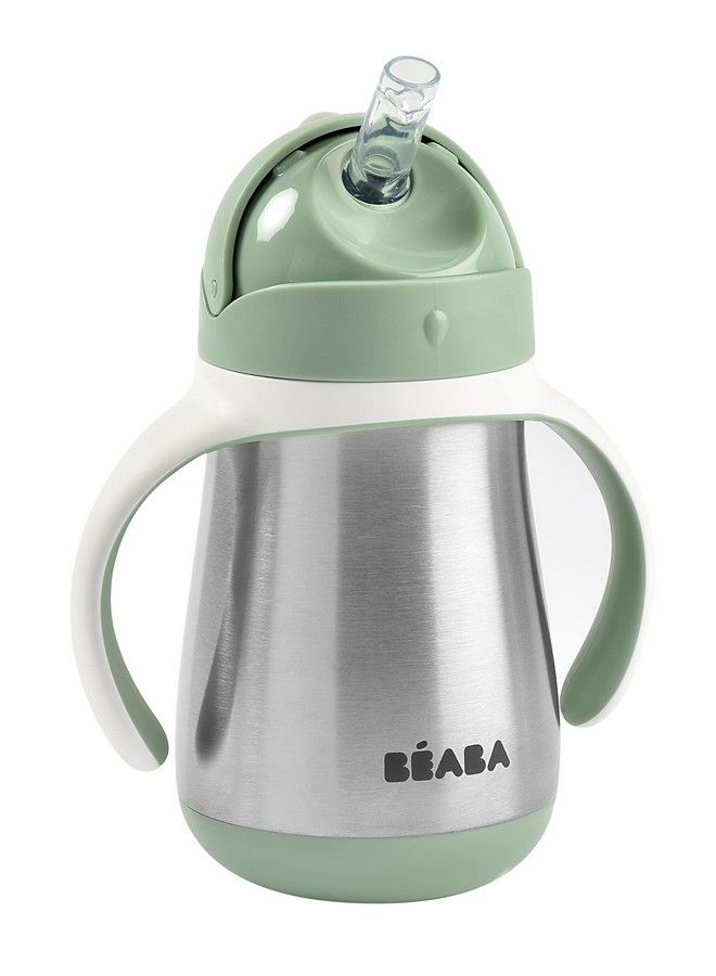 BEABA Stainless Steel Sippy Cup Straw Sippy Cup With Handles Toddler Sippy Cups Baby Sippy Cup Insulated Cup Insulated Cup 8+ Mths 8.5 Oz Sage - Image 2
