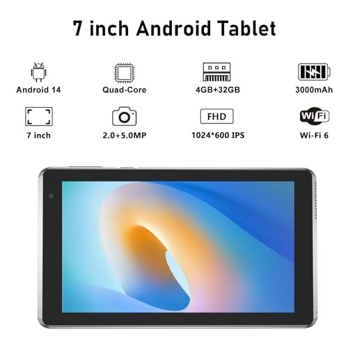YQSAVIOR 7 inch Tablet 4GB RAM 32GB ROM Quad-Core Processor Android 14 Tablet PC for Kids, IPS Screen, Dual Camera, WiFi, Bluetooth - Image 2