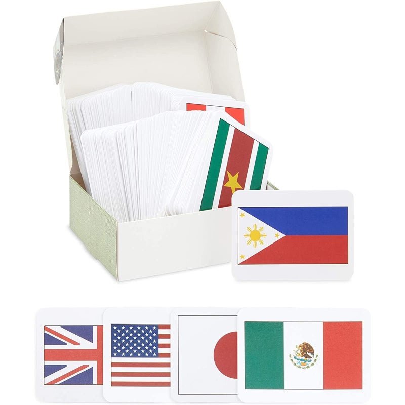 Blue Panda 205 Country Flags Flash Cards - 2.5 x 3.5 in Double-Sided Cards - Geography Learning for Kids with Capitals & Continents - World Flag Recognition - Image 1