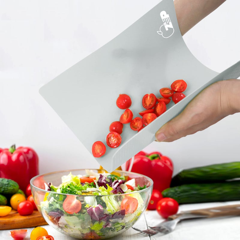ZVP Flexible Plastic Cutting Board Set of 5 Gradient Color, Colorful Chopping Boards, BPA Free Mats, Non-Slip, Dishwasher Safe, 15x12 Inch, Gray Neutral Colors - Image 4