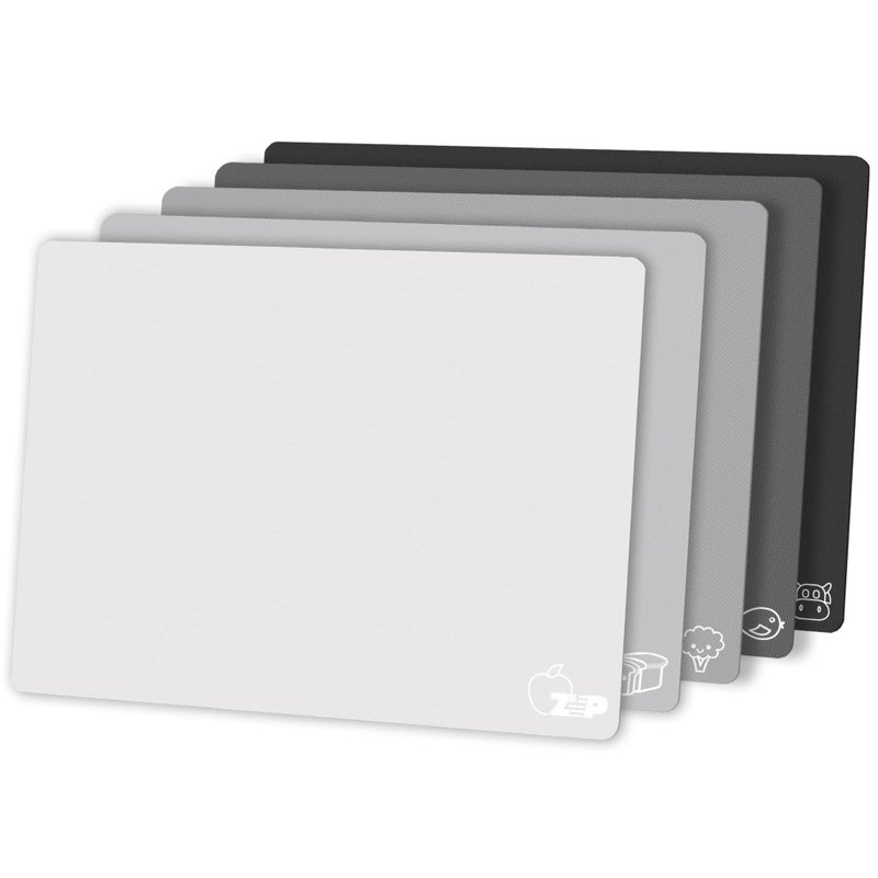 ZVP Flexible Plastic Cutting Board Set of 5 Gradient Color, Colorful Chopping Boards, BPA Free Mats, Non-Slip, Dishwasher Safe, 15x12 Inch, Gray Neutral Colors - Image 1