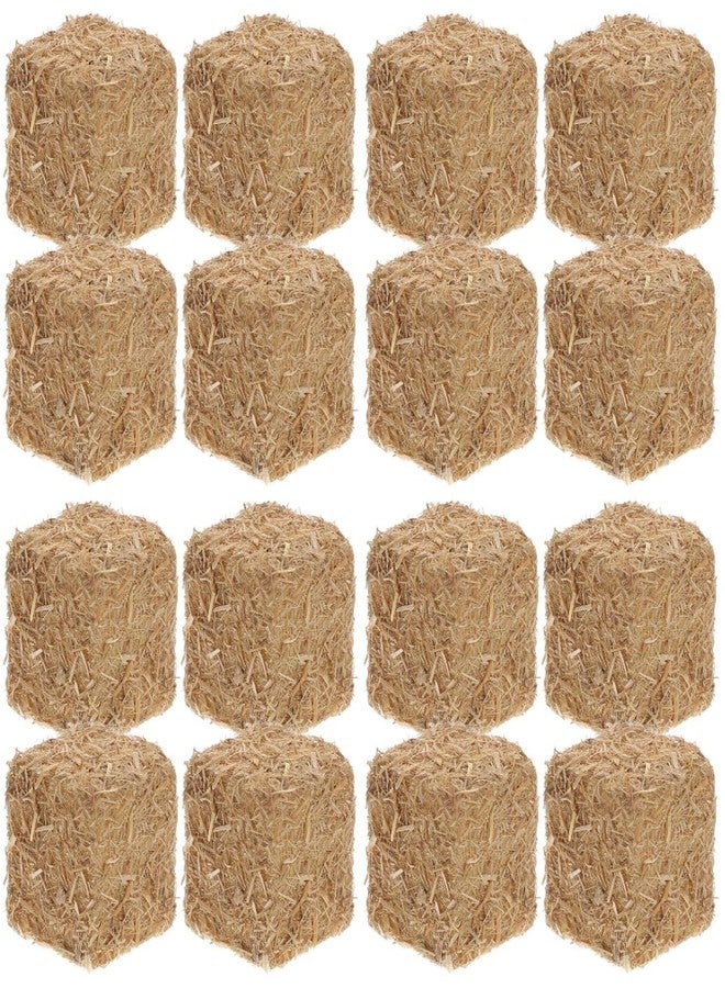 BESTOYARD 16 Pcs Mini Hay Bales, 1.2x0.8 Inches Miniature Dollhouse Craft Straw Figurine Fake Hay for DIY Autumn Harvest, Tiny House Garden Decoration - Image 1