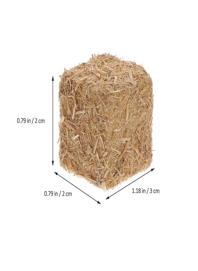 BESTOYARD 16 Pcs Mini Hay Bales, 1.2x0.8 Inches Miniature Dollhouse Craft Straw Figurine Fake Hay for DIY Autumn Harvest, Tiny House Garden Decoration - Image 2