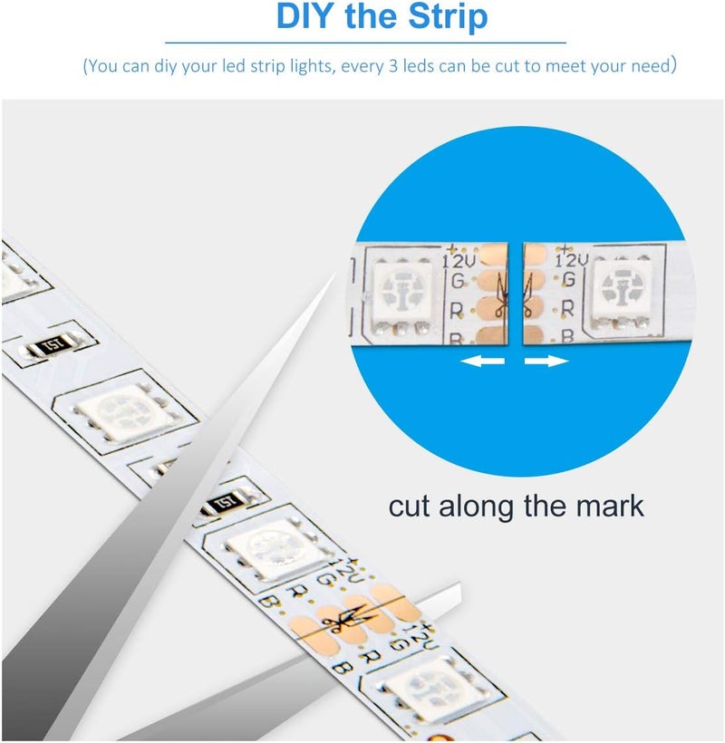 DAYBETTER Led Strip Lights 50ft, Color Changing Led Light Strip with Remote Control, 5050 RGB Strip Lighting Suitable for Home Decor, Living Room, Kitchen, Home Party Decoration - Image 5
