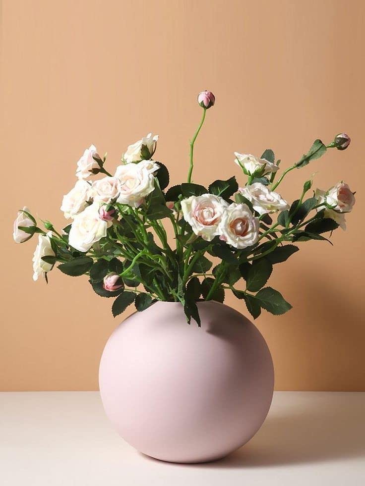PUREZENTO Cooee Ceramic 5 Inch Pink Round Vase | Decorative Ceramic Vase for Modern Home Decor, Bedrooms and Office | Circle Round Modern Vases for Wedding Dinner Table Party Centerpiece - Image 4