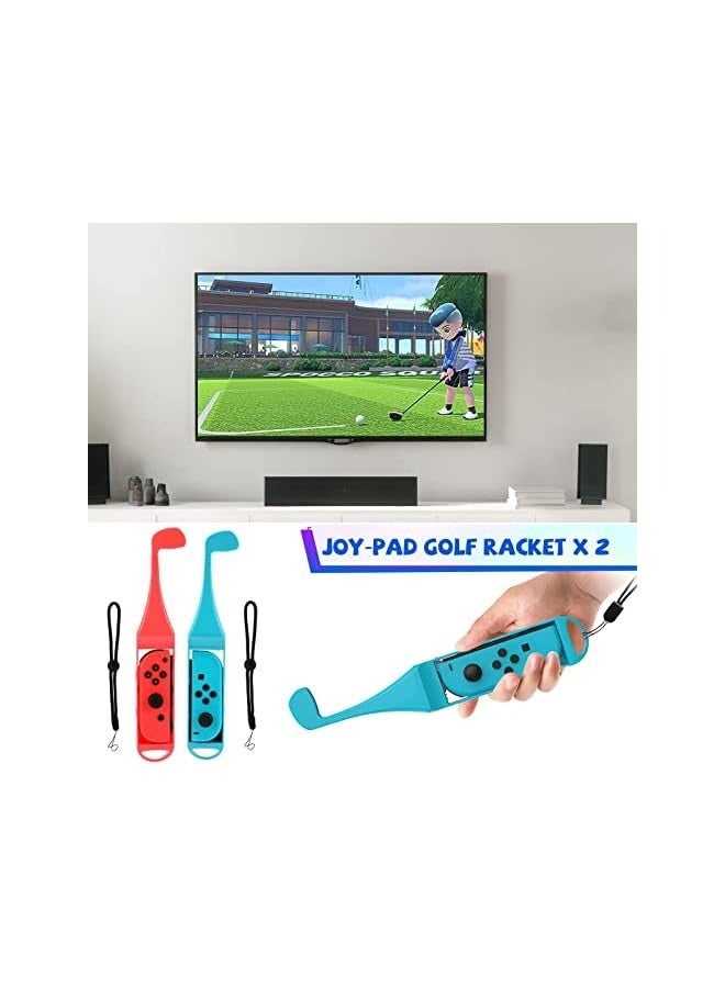 PROMASS 18 in 1 Switch Sport Games Accessories Bundle for Nintendo Switch Games, Family Bundle Accessory Kit with Tennis Racket Controller Grips Racing Wheel Bandage Golf Club Wheels Drum Stick Fishing Rod - Image 3