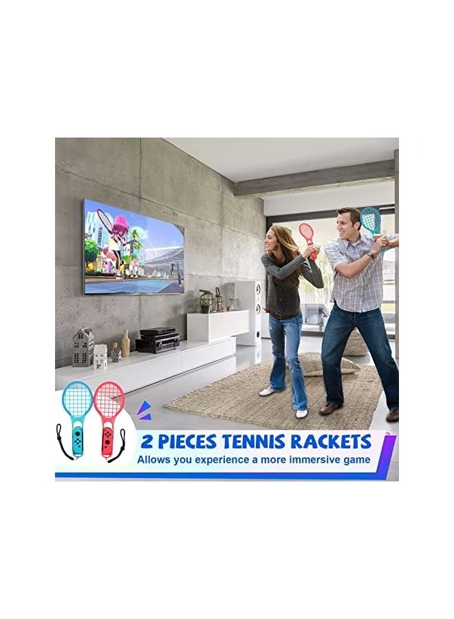 PROMASS 18 in 1 Switch Sport Games Accessories Bundle for Nintendo Switch Games, Family Bundle Accessory Kit with Tennis Racket Controller Grips Racing Wheel Bandage Golf Club Wheels Drum Stick Fishing Rod - Image 5